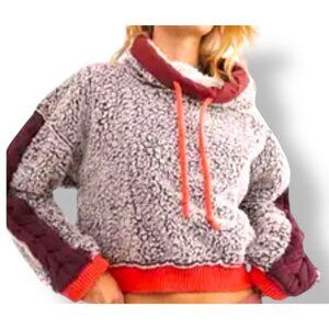 Free People Wild Heart Pullover Mock Neck Fuzzy Oversized Sweater Womens Sz Med